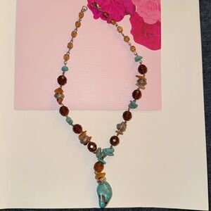 New Carol Dauplaise turquoise colorful choker. Precious stones. 14 inch choker.